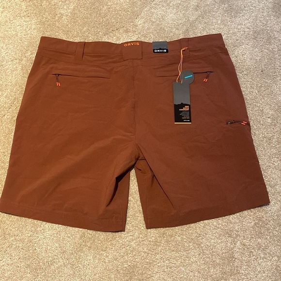 ORVIS NWT Jackson Quick Dry 9” Shorts UPF 50+ Terracotta Gorpcore Size W42 SU24 - Picture 5 of 9